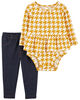 Carter's Two Piece Houndstooth Bodysuit Pant Set Yellow  24M