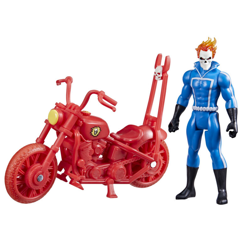 Marvel Legends Series Retro 375 Collection, figurine Ghost Rider de 9,5 cm  avec véhicule, dès 4 ans