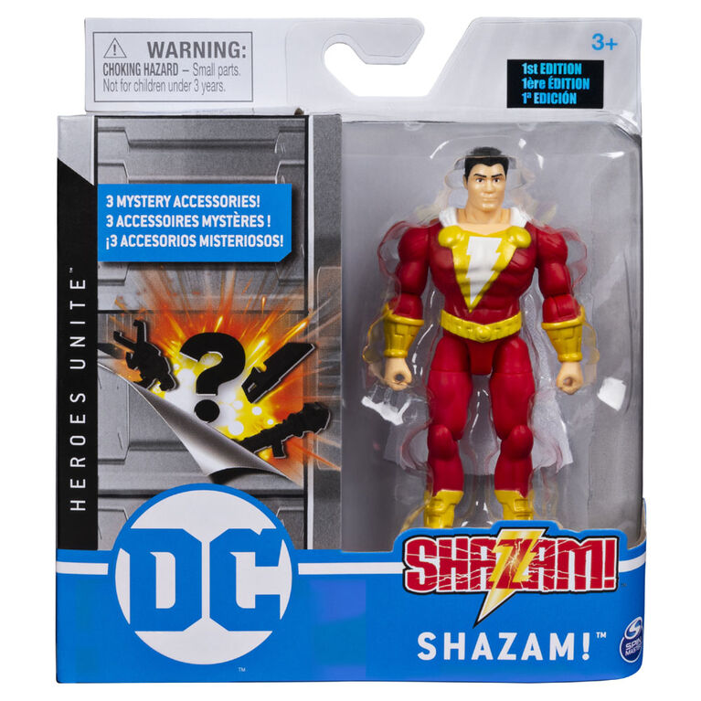 DC Comics, 4-Inch SHAZAM! Action Figure with 3 Mystery Accessories, Adventure 2