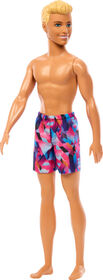 Beach Ken Doll with Blond Hair Wearing Purple Swimsuit