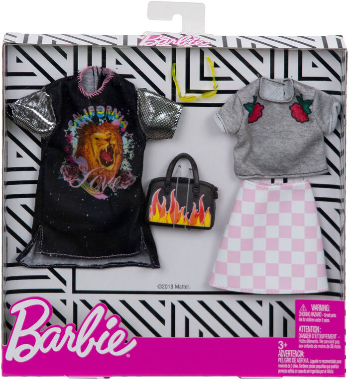 Barbie - Tenues - Coffret de 2 - T-shirt rock et carreaux.
