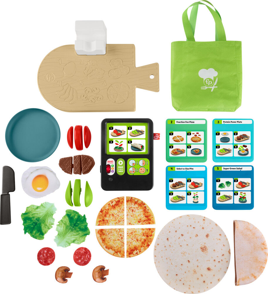 Fisher-Price Laugh & Learn 123 Follow the Recipe Meal Kit Preschool Pretend Playset, 3 Pieces