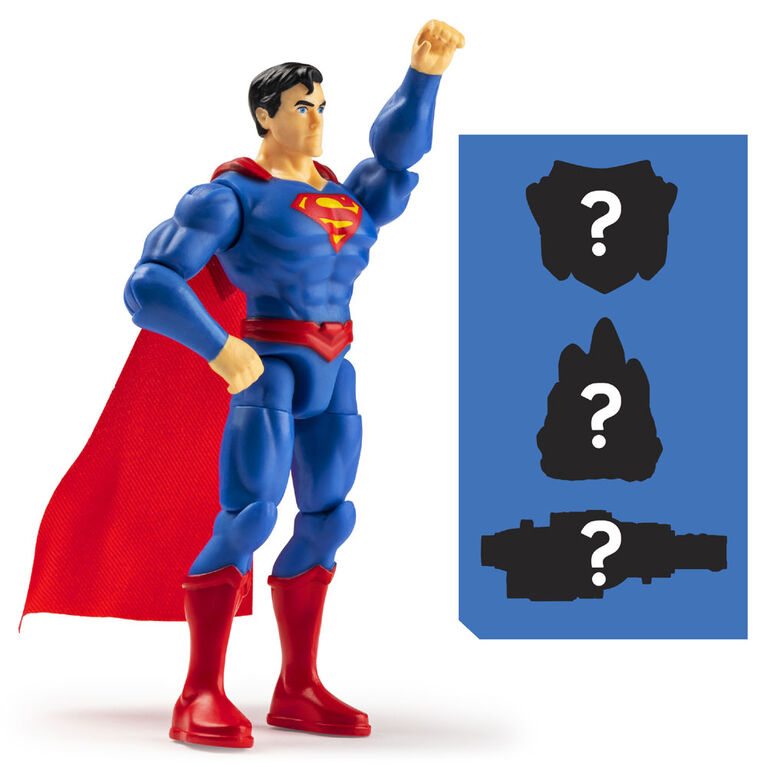 DC Comics 4-inch SUPERMAN Action Figure with 3 Mystery Accessories, Adventure 5