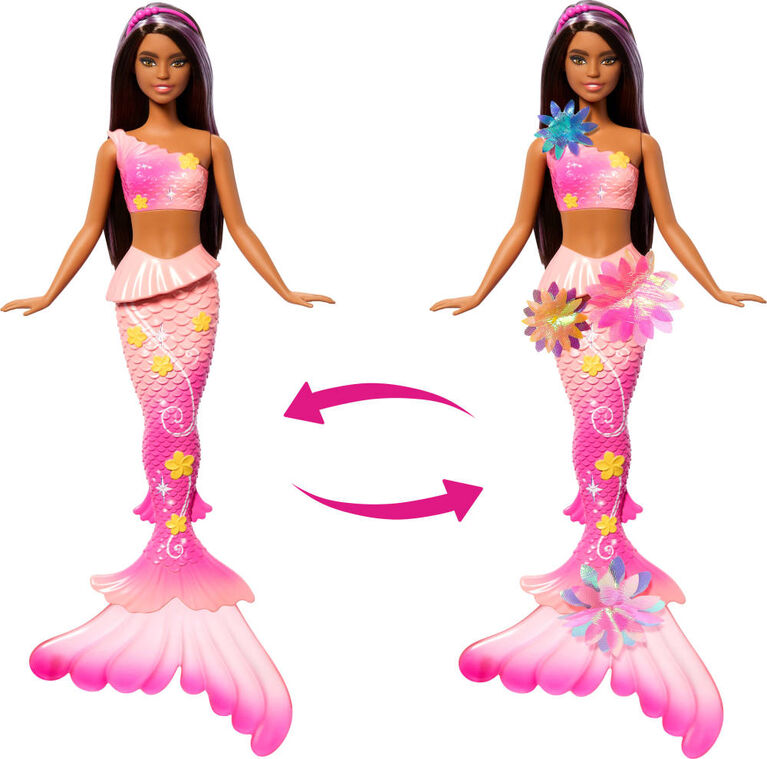 Barbie Flower Magic Mermaid Toy Doll with Surprise Blooming Flowers Feature & Pearl Headband Accessory