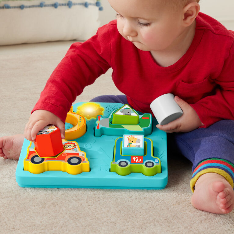 Fisher-Price Shapes & Sounds Vehicle Puzzle Baby Sorting Toy with Music & Lights