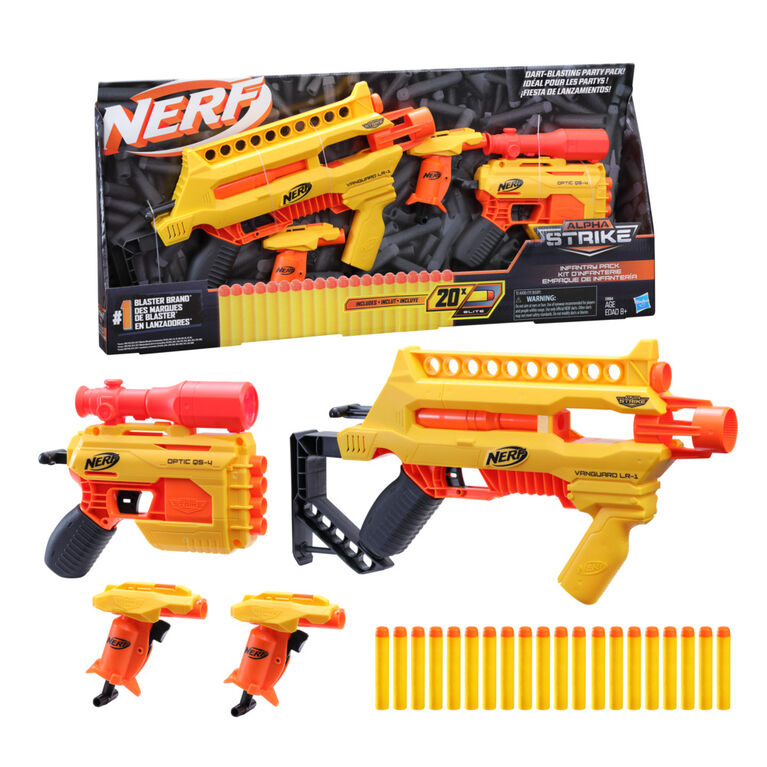 Nerf Alpha Strike, Kit d'infanterie, incluant 4 blasters et 20 fl&eacute;chettes Nerf Elite officielle - Notre exclusivit&eacute;