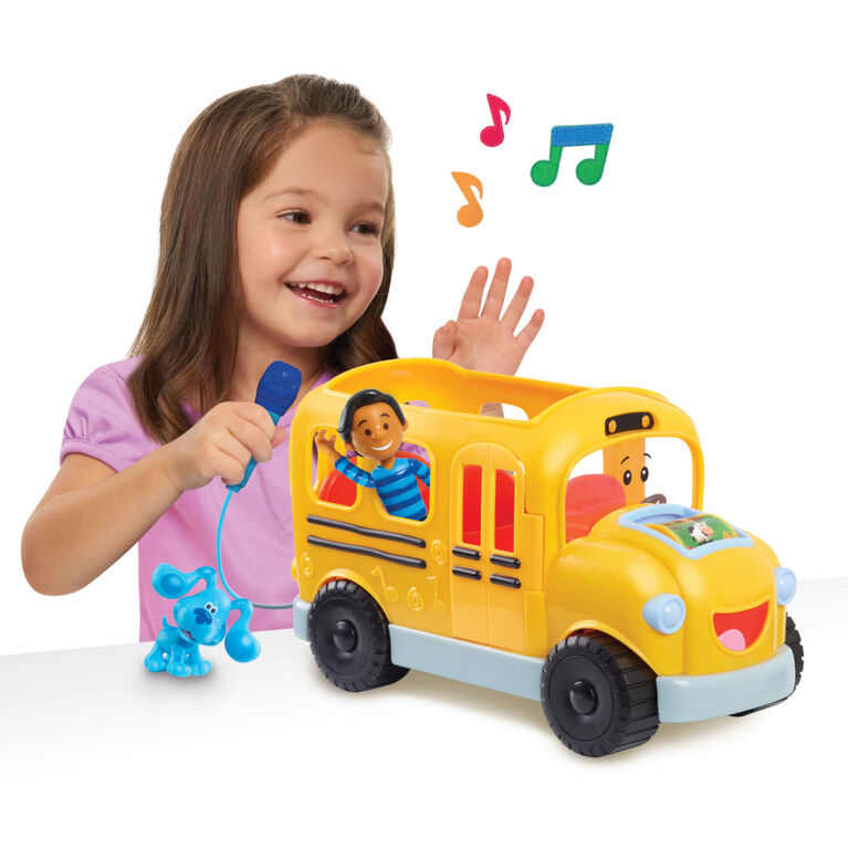 Blue's Clues and You! Sing-Along School Bus with Josh and Blue Figures, Includes Microphone and Plays 3 Songs - R Exclusive