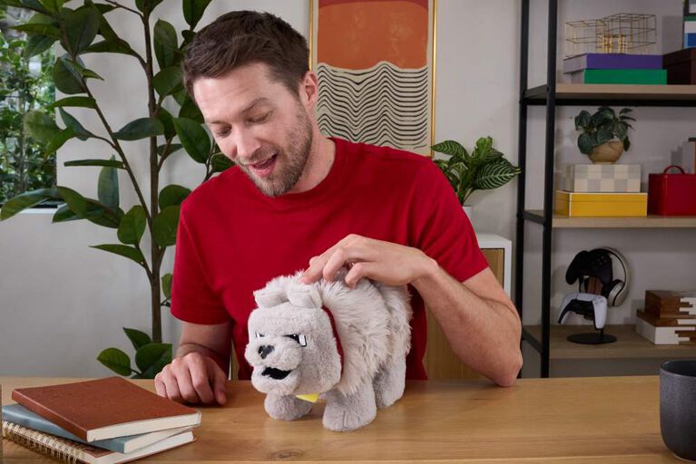 Minecraft Dennis the Wolf Interactive Plush Toy with Sounds & Moving Mouth, Inspired by the Movie
