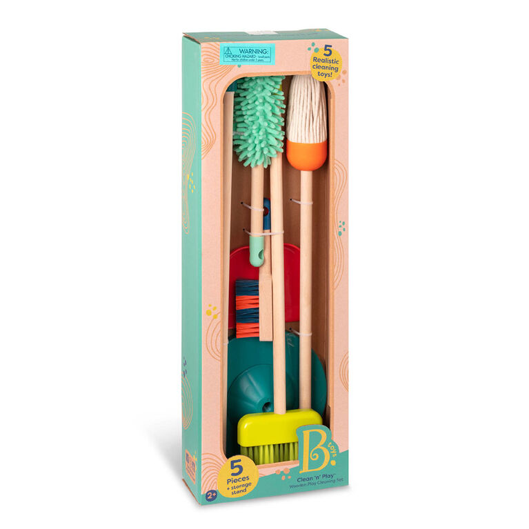 HELLOWOOD Kit de nettoyage en bois pour enfants 8 pièces de jouets
