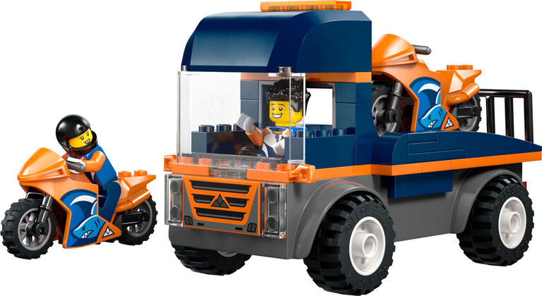 LEGO City Le transport de motos - Ensemble de construction de v&eacute;hicules jouets - Camion plateau - 2 Figurines - 60491