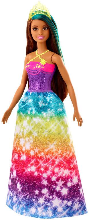 Barbie Dreamtopia Princess Doll, 12-inch, Brunette with Blue Hairstreak