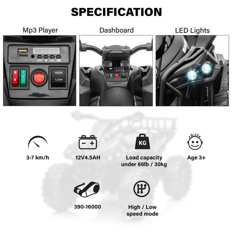 Voltz Toys Off-Road ATV,Black