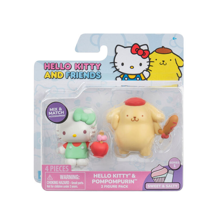 Hello Kitty & Friends 2 Figure Pack: Sweet & Salty - Pompompurin Corndog & Hello Kitty Candy Apple