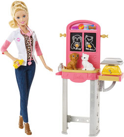 Barbie Carri&egrave;res - Poup&eacute;e V&eacute;t&eacute;rinaire et coffret de jeu.