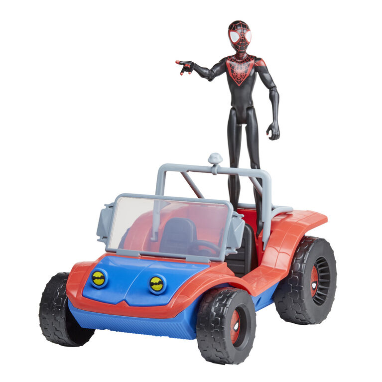 Marvel Spider-Man, Spider-Mobile, véhicule avec figurine Miles Morales à l'échelle de 15 cm, jouets Marvel pour enfants