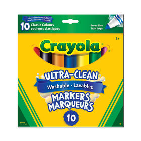 Crayola - 10 ct marqueurs à trait large lavables ultra-clean
