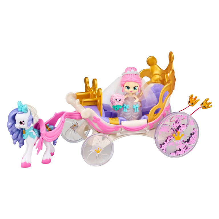 Shopkins Happy Places Royal Wedding Carriage with Pony and Petkins inside