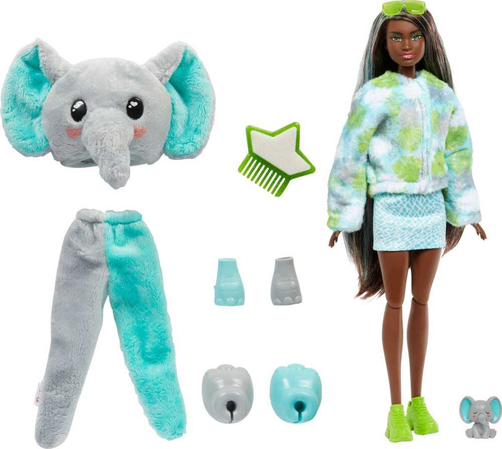 Barbie Cutie Reveal Chelsea Doll and Accessories Jungle Series Elephant Themed Small Doll Set