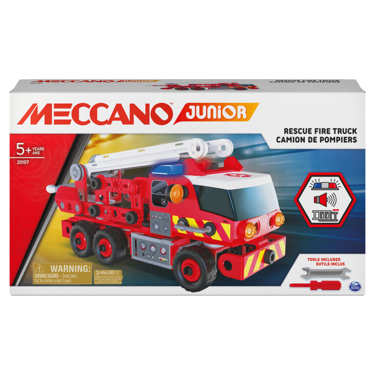 Meccano Junior, Rescue Fire Truck with Lights and Sounds STEAM Building Kit