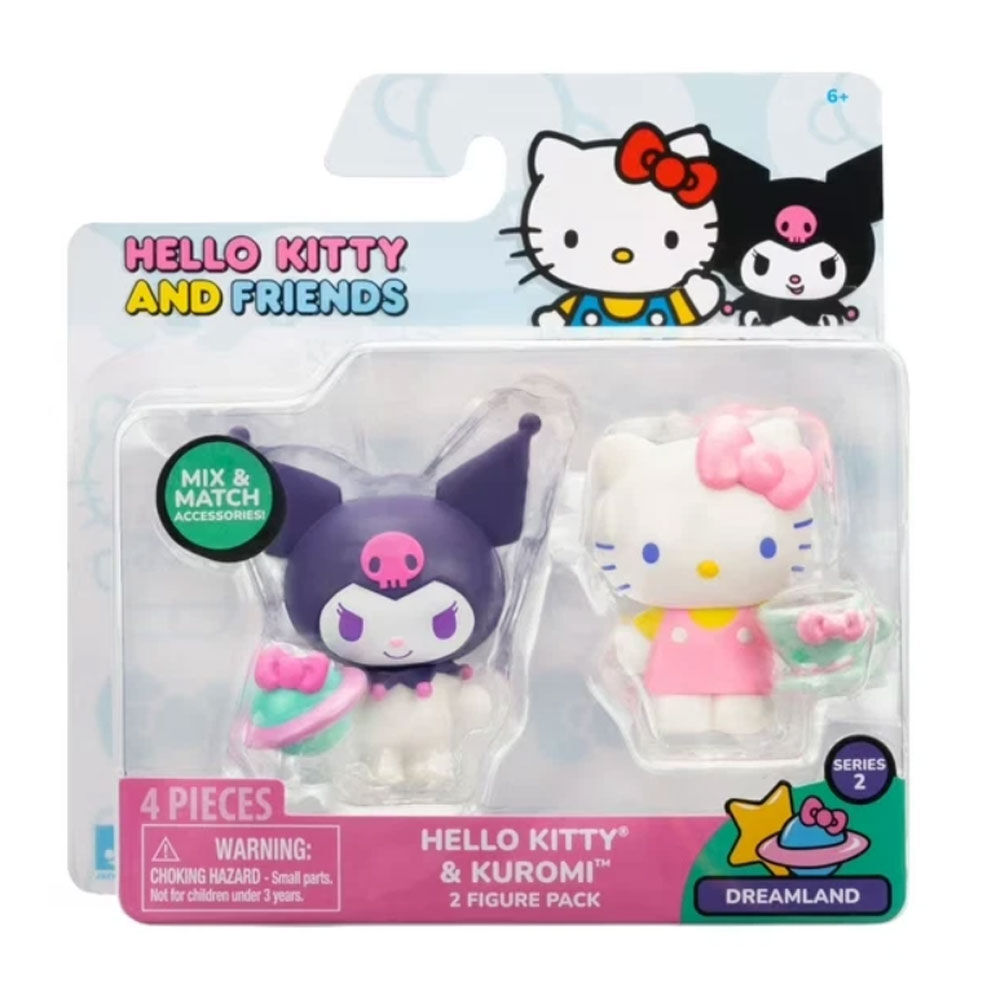 Hello Kitty & Friends 2 Figure Pack: Dreamland - Hello Kitty Tea Cup & Kuromi Planet