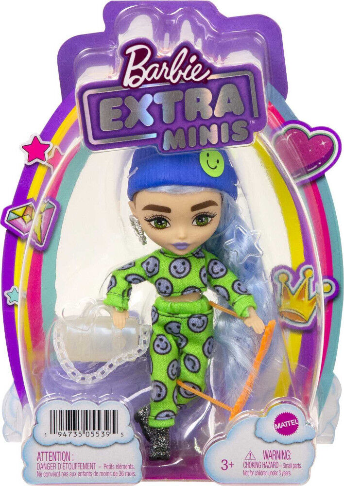 Barbie Extra Minis Doll #3 (5.5 in) in Fashion and Accessories, with Doll Stand