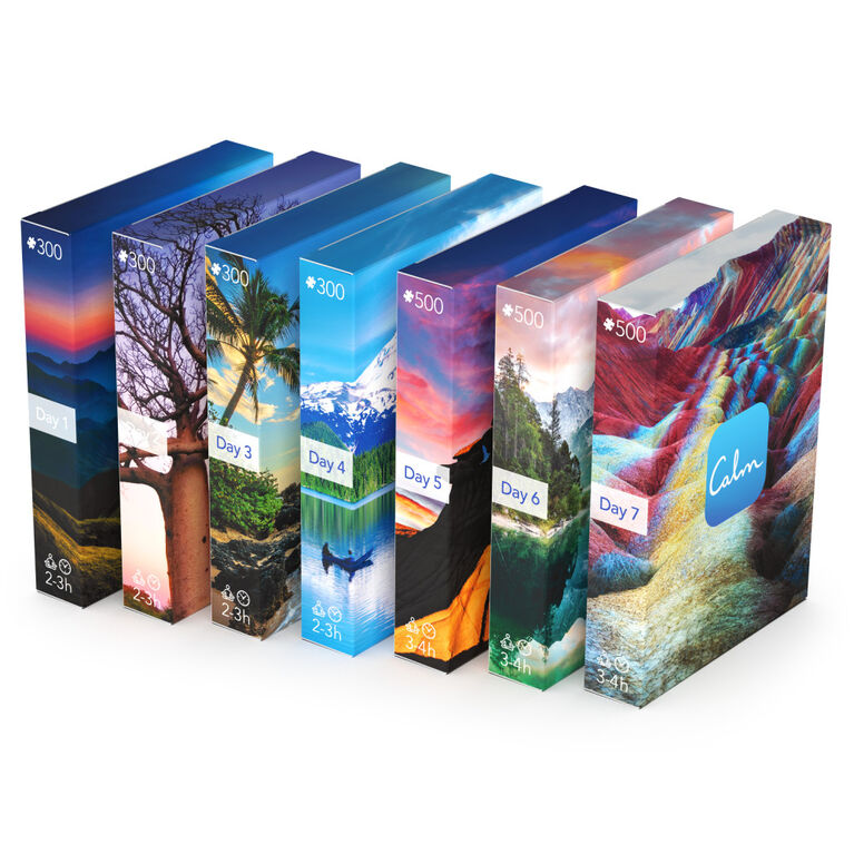 Coffret de 7 puzzles Calm de 500 pièces, idéal pour se détendre, soulager le stress et s'amuser, Assortiment d'oeuvres d'art