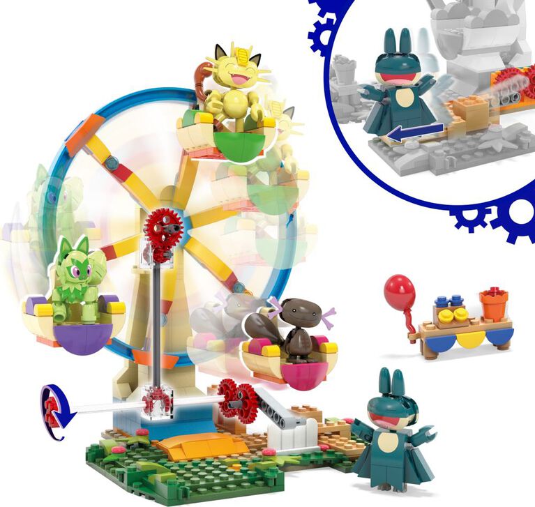 MEGA Pokémon Ferris Wheel Fun Building Toy Kit, with 4 Action Figures (393 Pieces) for Kids