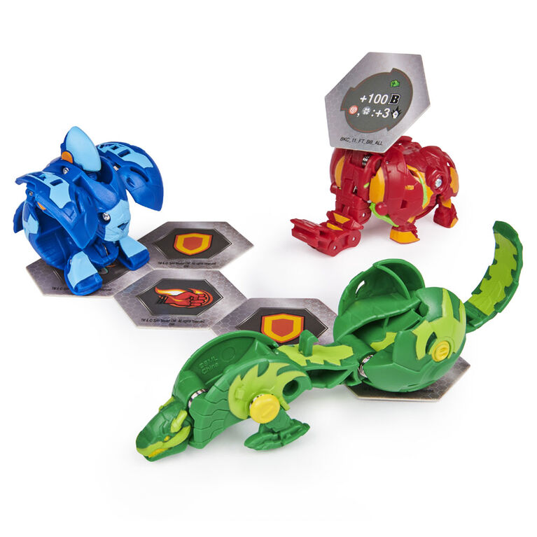 Bakugan Starter Pack 3-Pack, Pyrus Trunkaious, Collectible Action Figures