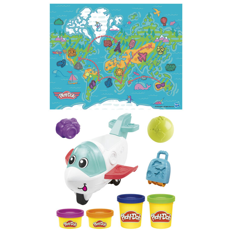 Play-Doh Airplane Explorer Starter Set, Preschool Toys & Up with Jet, World Map Playmat, 3 Accessories, & 4 Modeling Compound Colors