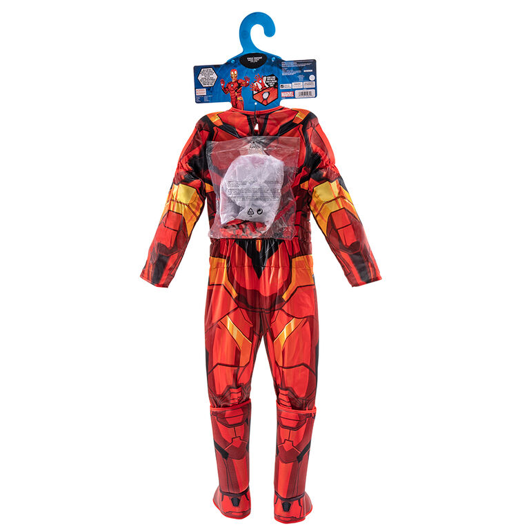 Marvel's Iron Man Deluxe Youth Costume Size Small - Deluxe Jumpsuit With Printed Design And Polyfill Stuffing Plus 3D Molded Headpiece And Gloves 
