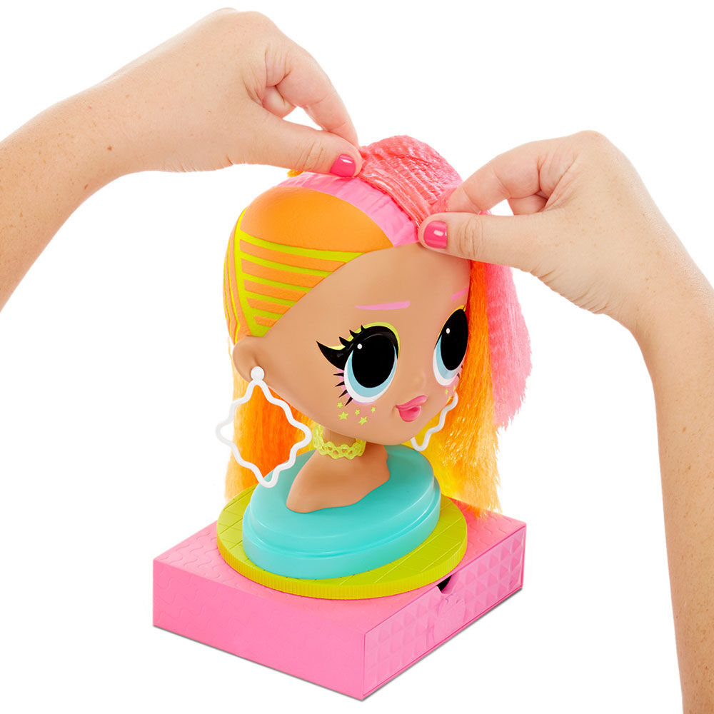 L.O.L. Surprise O.M.G. Styling Head Neonlicious with Stick On Hair