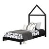 Sweedi Lit avec tête de lit maison Simple Noir mat