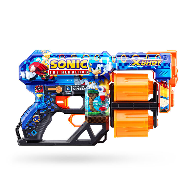 Pistolet Dread XSHOT Skins - Décoration Sonic le Hérisson (12 Fléchettes) par ZURU