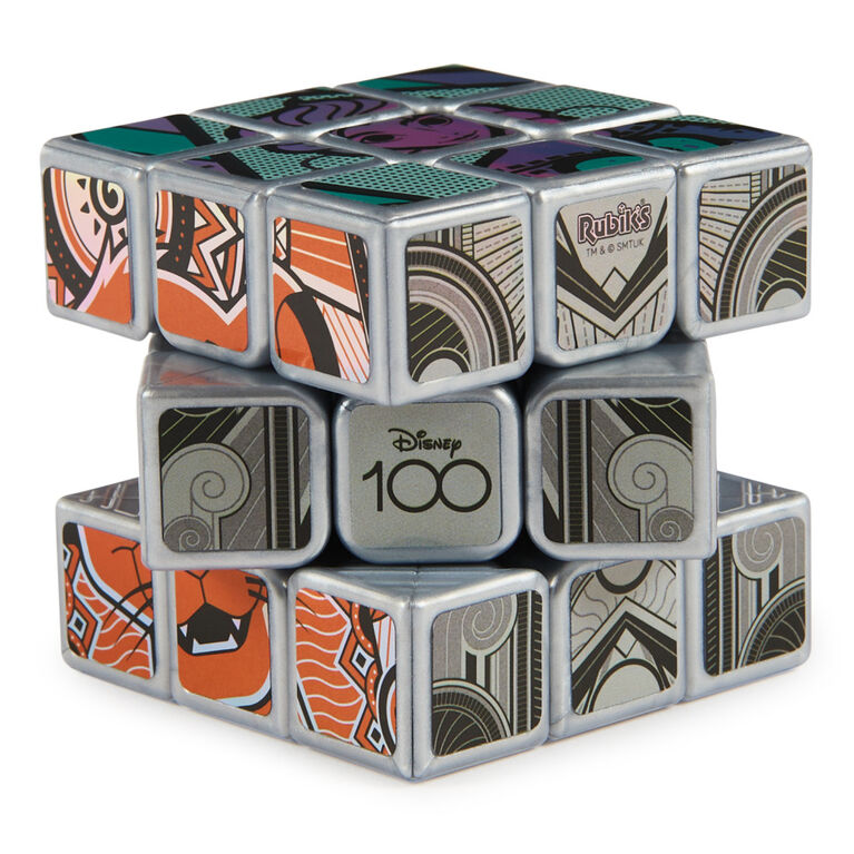 Rubik's Cube, Cube 3x3 métallique finition platine Disney 100e Anniversaire | Jeux à manipuler | Jouets Mickey Mouse | Jouets Disney