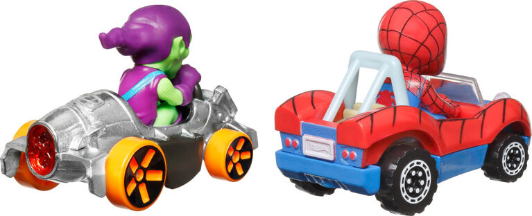 Hot Wheels RacerVerse Die-Cast Cars, Set of 2 Toy Vehicles with Character Drivers Optimized for RacerVerse Track (Styles May Vary)