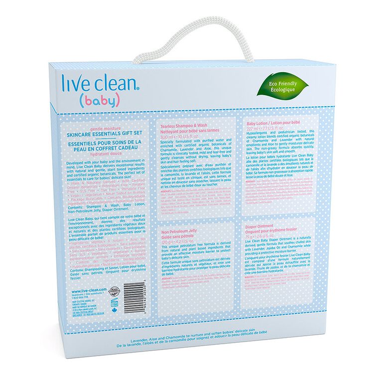 Live Clean Baby - Essentiels pour soins de la peau hydratant en coffret cadeau.