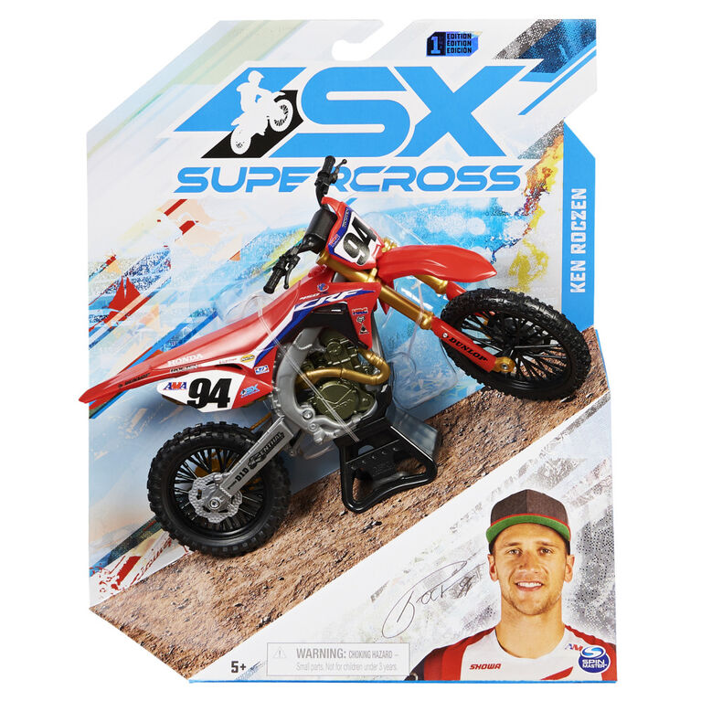 Supercross, Authentic Ken Roczen 1:10 Scale Collector Die-Cast Toy Motorcycle Replica with Display Stand
