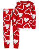 Ensemble pyjama 2 pièces en coton ajusté à motif de cœurs de la Saint-Valentin rouge Carter's