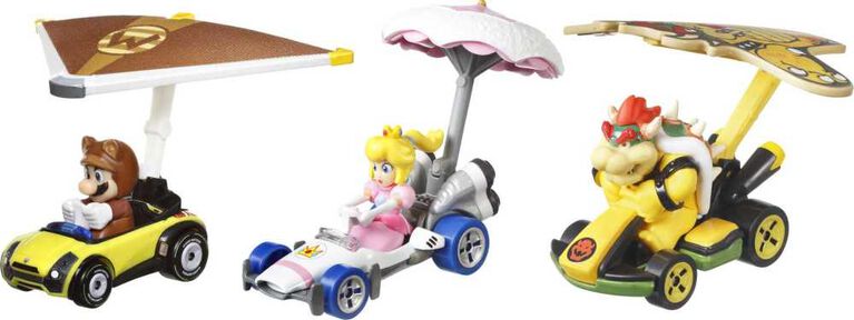 Hot Wheels - Super Mario - Véhicules personnages - Coffret de 3