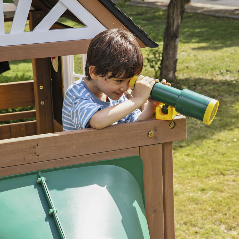 KidKraft - Module de jeu en bois avec balançoires Timberlake, comprend trois glissoires, trois balançoires et un pavillon