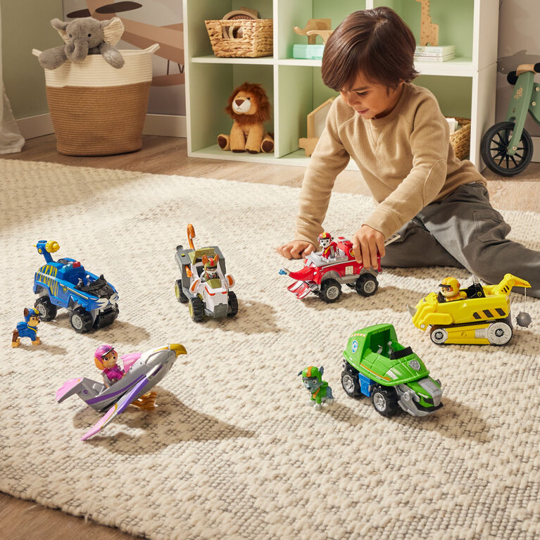 PAW Patrol Jungle Pups, Rubble's Rhino Vehicle, Camion avec figurine articulée à collectionner