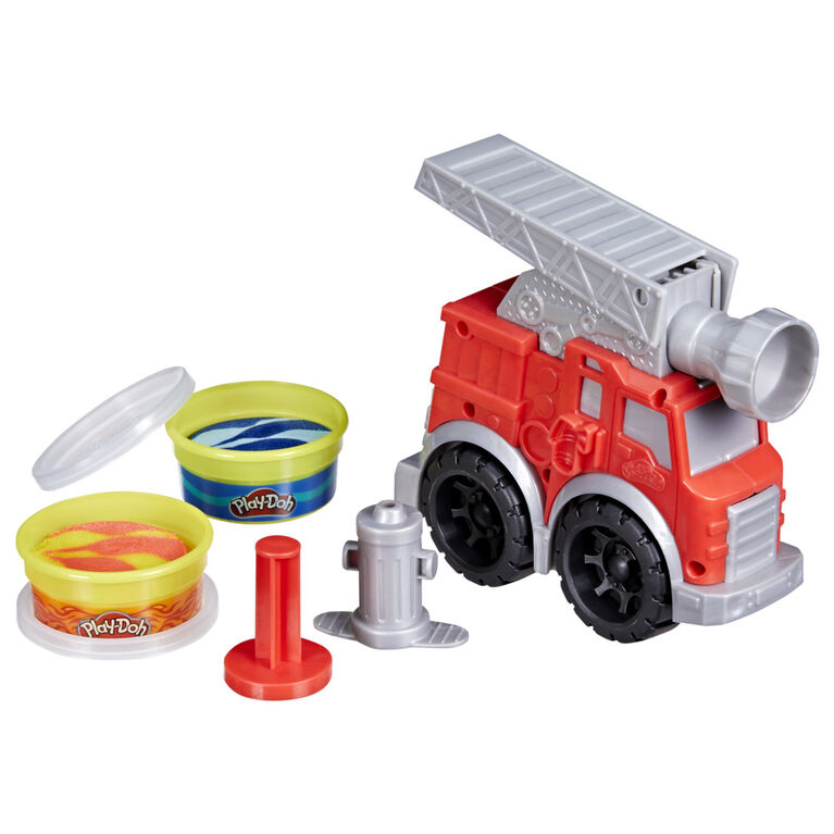 Play-Doh Wheels, Camion de pompier avec 2 pots de pâte à modeler atoxique