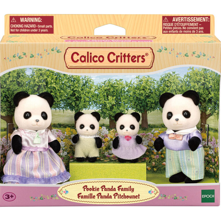 Calico Critters Pookie Panda Family, lot de 4 figurines de poupées à collectionner
