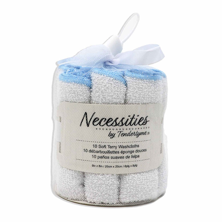 Necessities By Tendertyme 10-Pack Washcloth: Blue