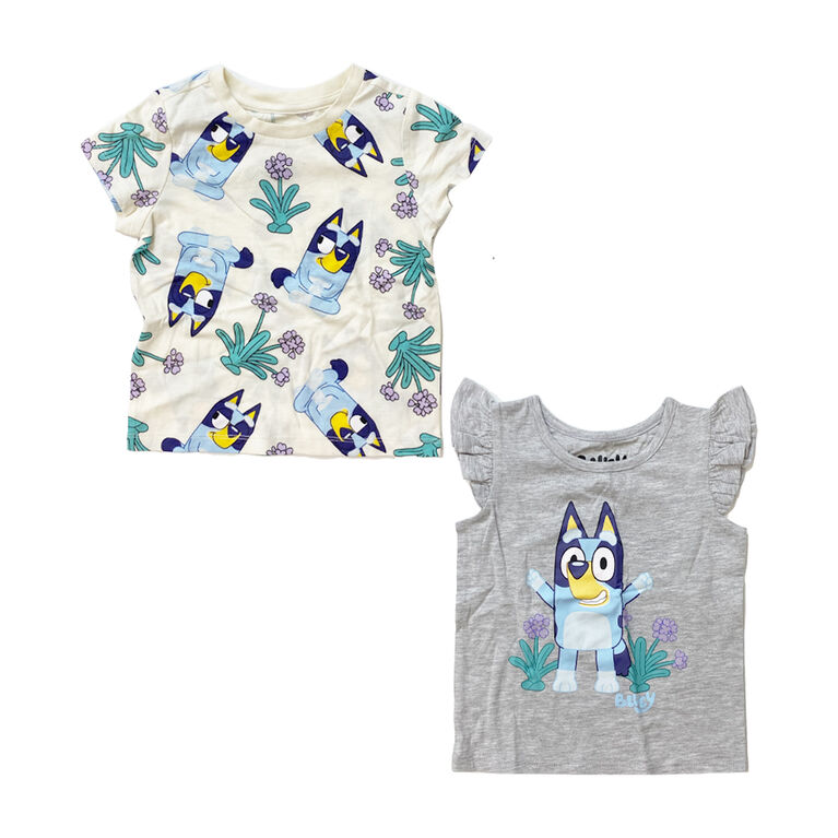 Bluey 2 Pack Fashion Tees Grey Heather / White