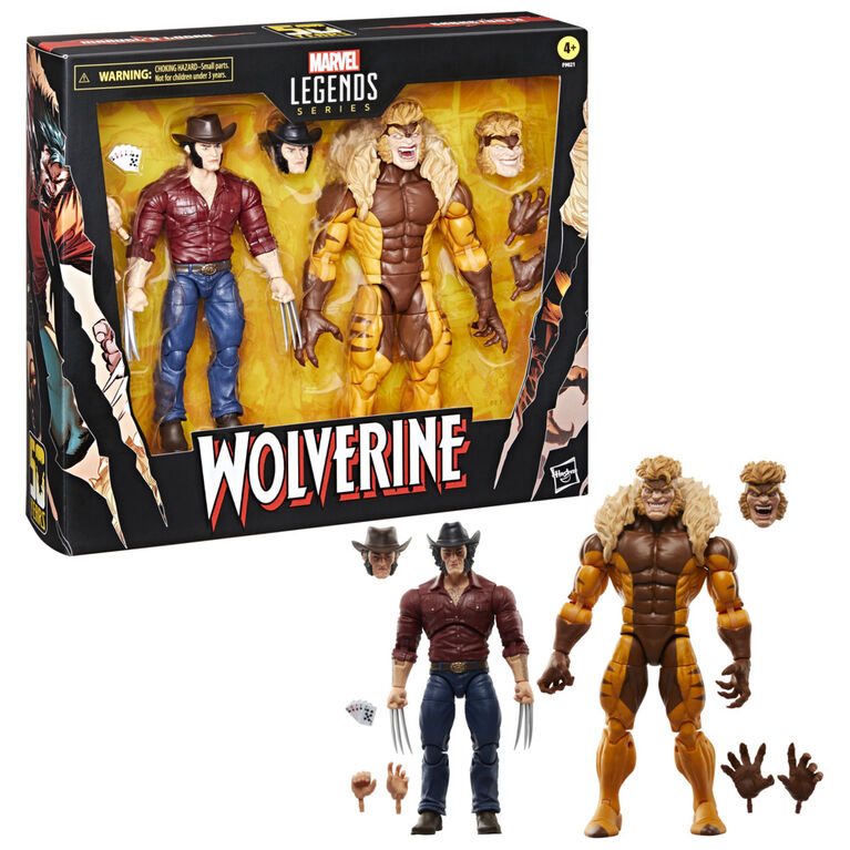 Marvel Legends Series Marvel's Logan vs Sabretooth, Wolverine Action Figures