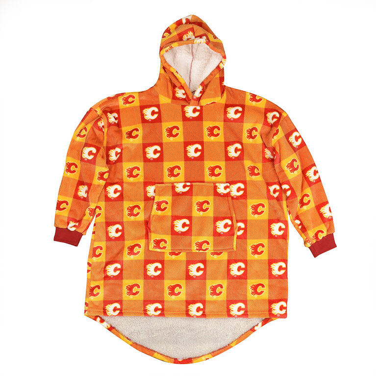 Couverture portable surdimensionnée à capuchon en sherpa des Flames de Calgary de la LNH taille unique