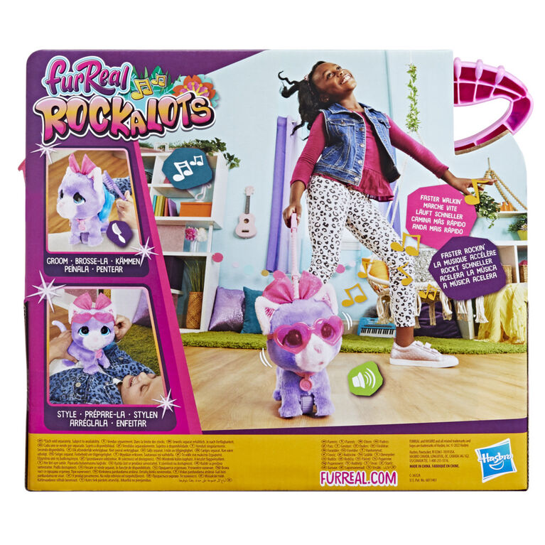 furReal Rockalots, chaton marcheur musical : animal électronique, 3 mélodies amusantes, sons, tête dodelinante, 3 accessoires - Notre exclusivité