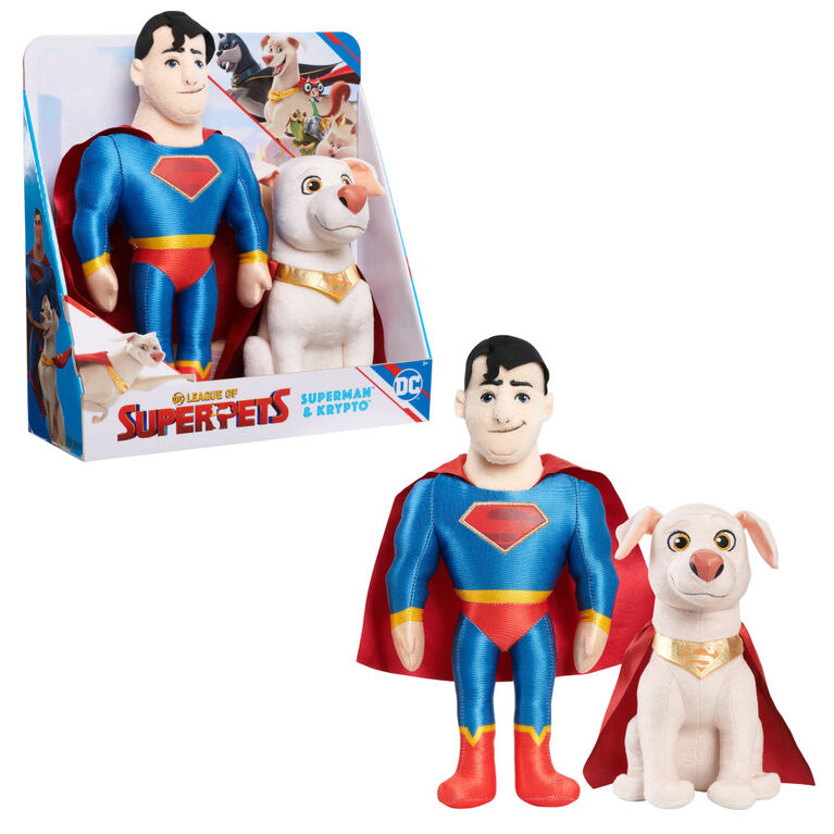 Ensemble de 2 Peluches DC Super Pets SUPERMAN et KRYPTO de 30 cm (12 pouces), Film Krypto et les Super-Animaux - Notre exclusivité