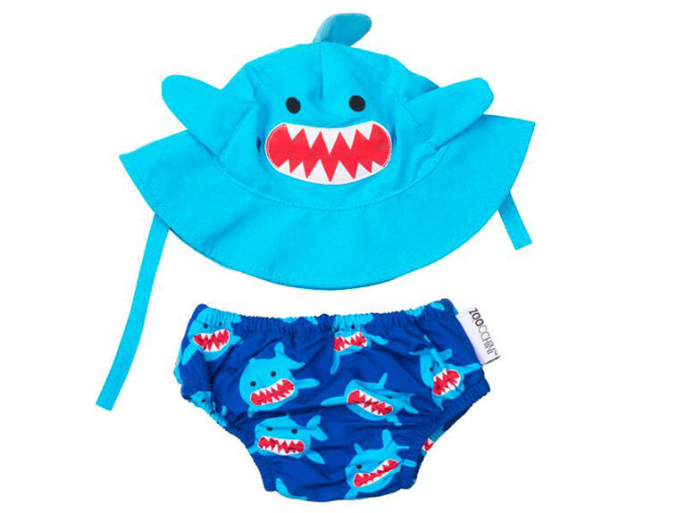 Zoocchini - Swim Diaper & Hat Set - Shark - Large
